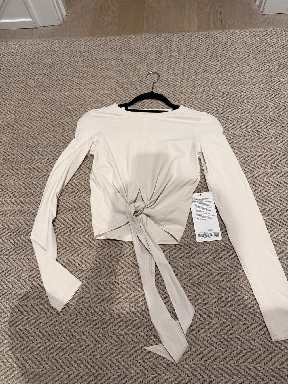 NWT lululemon Long Sleeve Tie-Front Top - Cream